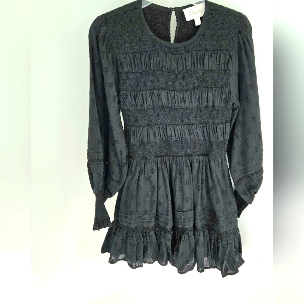 Cleobella Dress Smocked Eyelet black fit and flare Mini